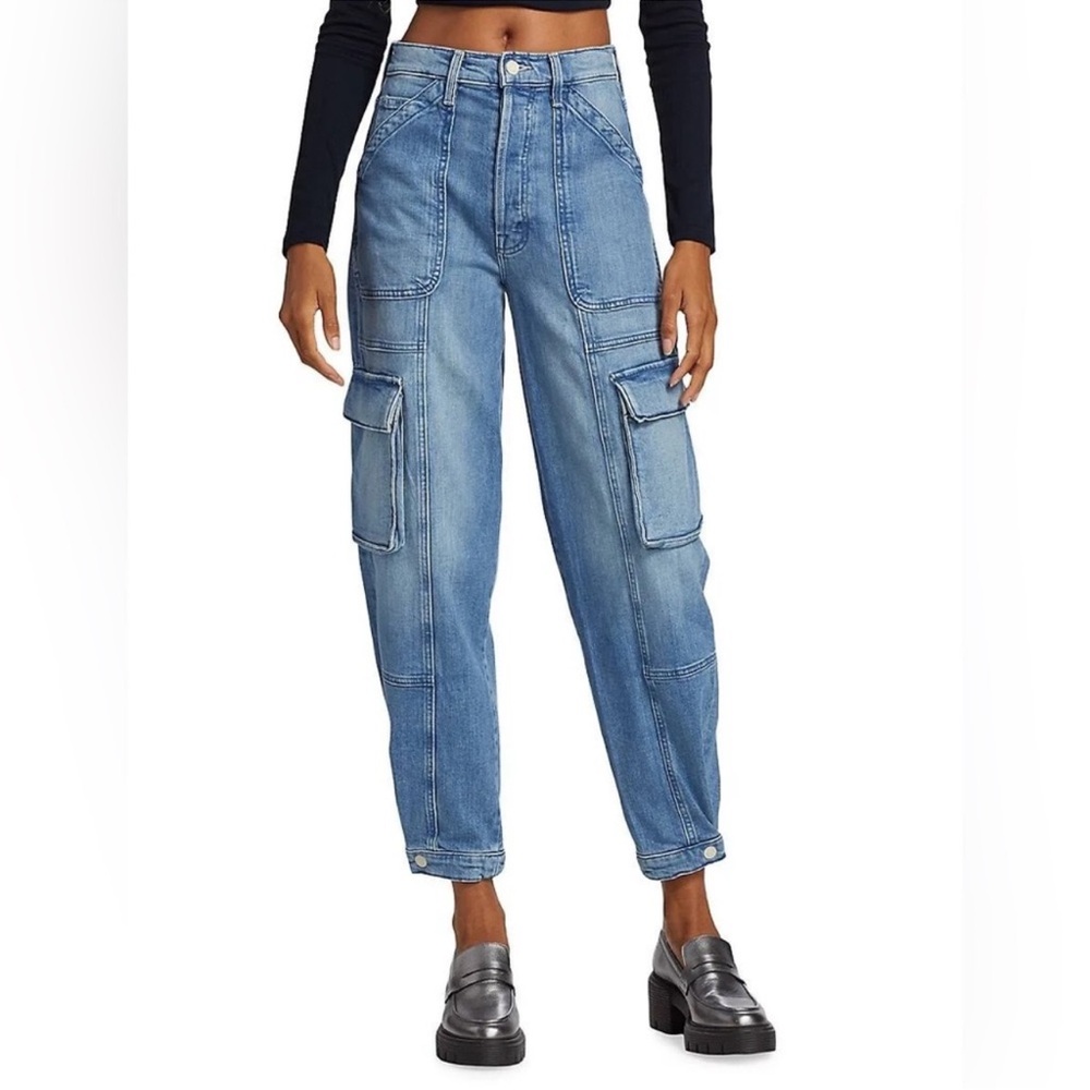 MOTHER Light Blue Denim Boyfriend Cargo Jeans
